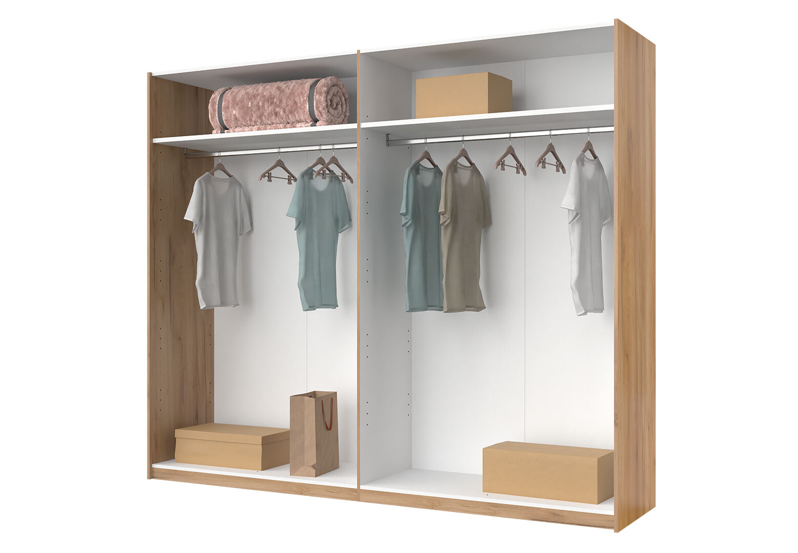 Фото 4 - Шкаф-купе МироМарк Асти 2-дверный 250х210 см Дуб крафт/Глянец Белый серия Н