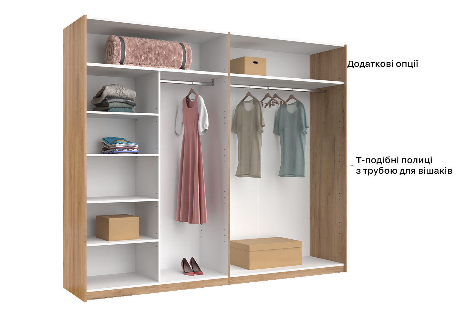 Фото 11 - Шкаф-купе МироМарк Асти 2-дверный 250х210 см Дуб крафт/Глянец Белый серия Н