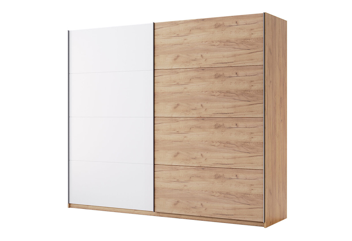 Фото Шкаф-купе МироМарк Асти 2-дверный 250х210 см фасады Дуб крафт/Глянец Белый серия Н