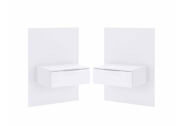 Фото Тумбы прикроватные (2шт) MiroMark Бартон подвесные с ящиком 68 см, супер мат белый