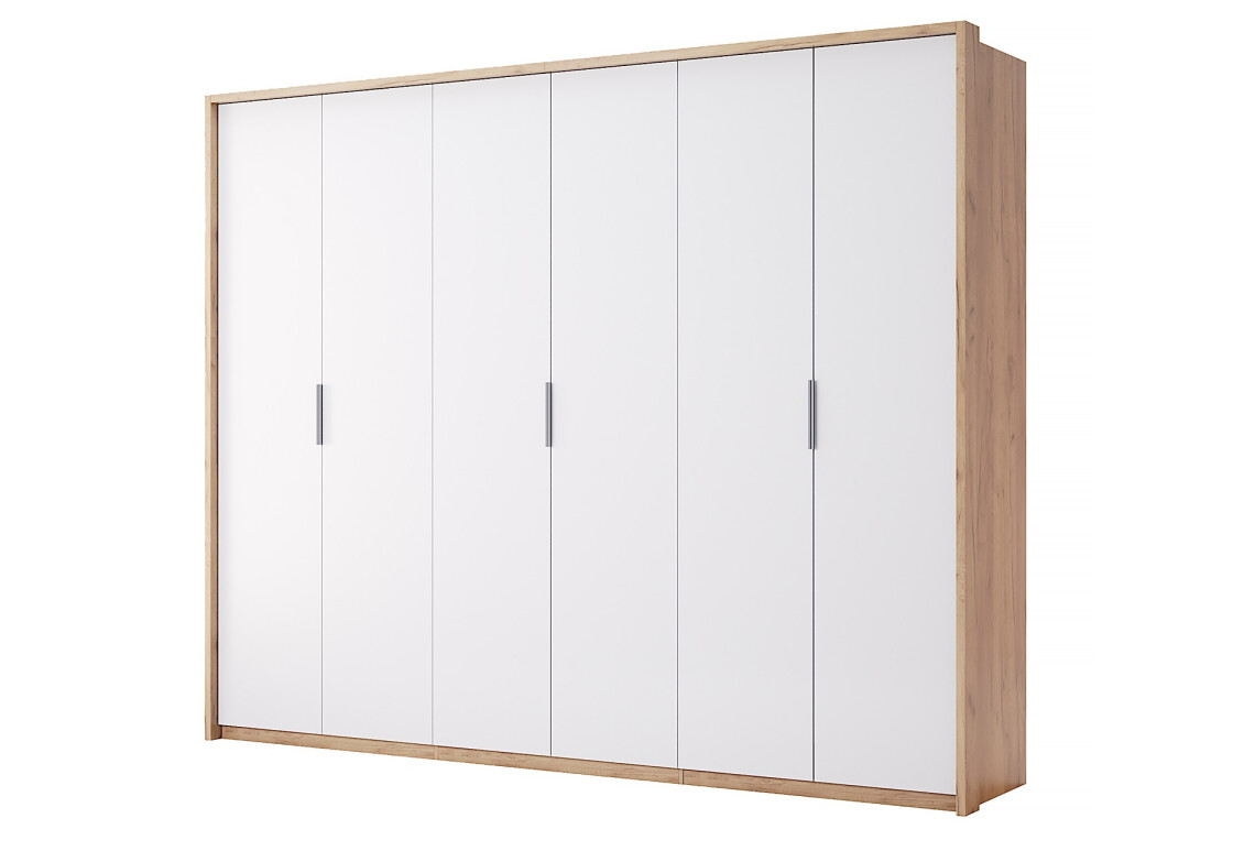 Фото Шкаф МироМарк Асти 6-дверный 274 см Дуб крафт/Белый серия Н