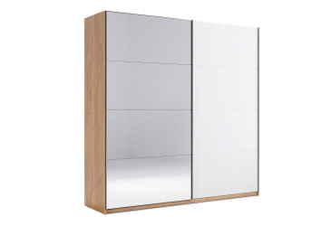 Фото Шкаф-купе МироМарк Асти 2-дверный с зеркалом 200х210 см Дуб крафт/Глянец Белый серия Н
