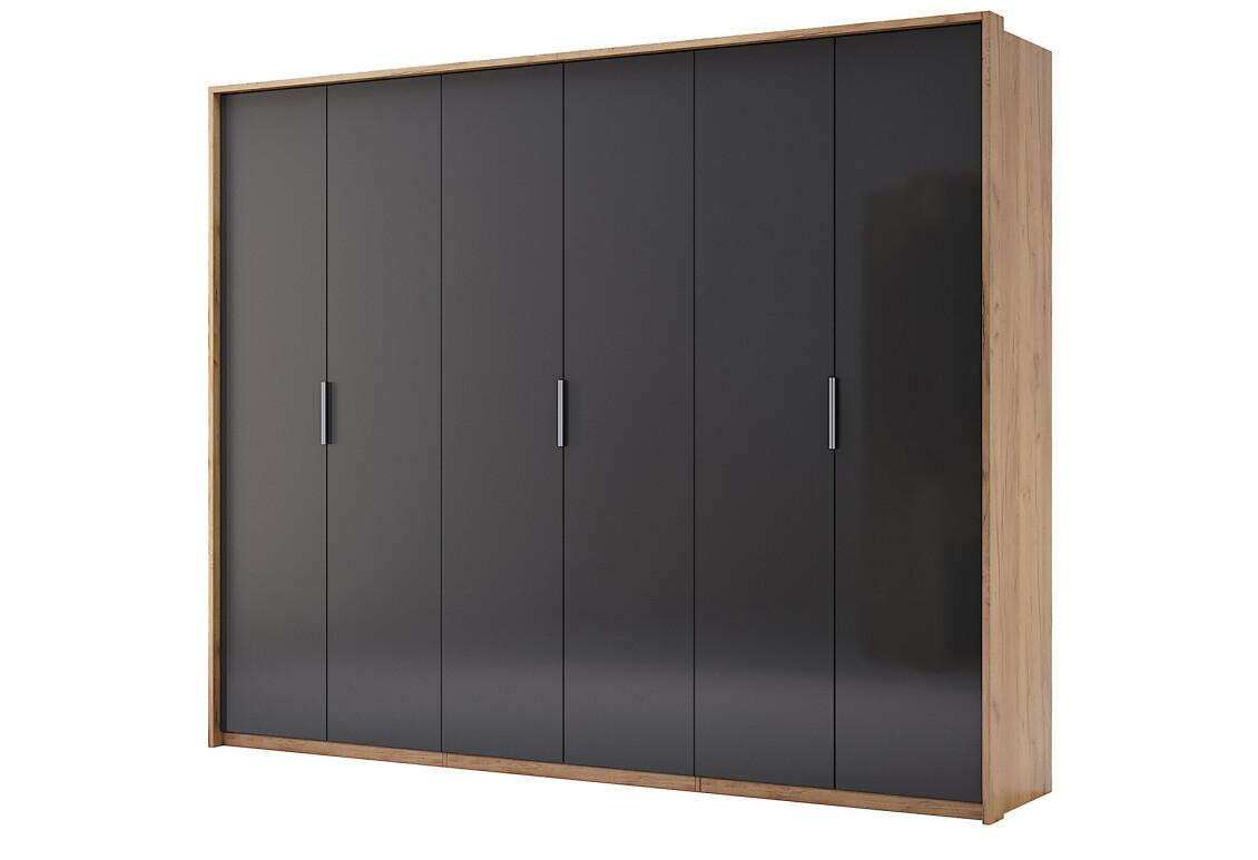 Фото Шкаф МироМарк Луна 6-дверный 274 см Лава/Дуб Крафт, серия Н