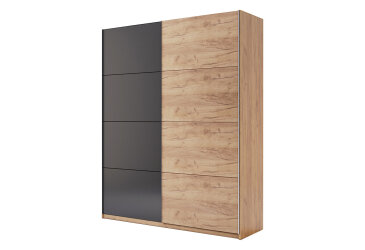 Image Шафа-купе MiroMark Луна 2-дверна 150х210 см фасади Лава/Дуб Крафт, серія Н