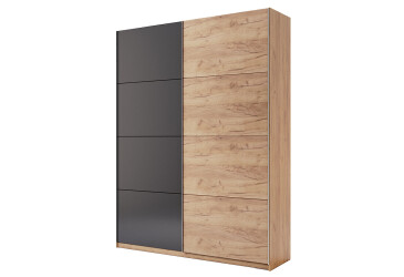 Фото Шкаф-купе МироМарк Луна 2-дверный 150х240 см фасады Дуб Крафт/Мат Лава, серия Н