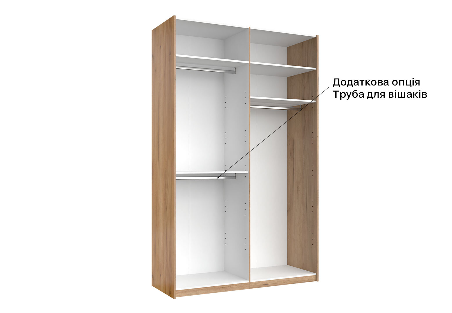 Фото 4 - Шафа-купе MiroMark Луна 2-дверна із дзеркалом 150х240 см Дуб Крафт/Мат Лава, серія Н