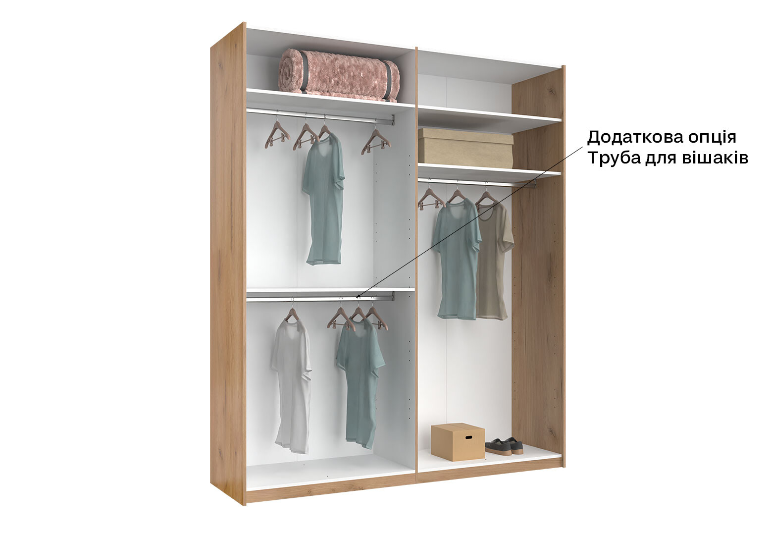 Фото 6 - Шафа-купе MiroMark Луна 2-дверна із дзеркалом 200х240 см фасад Лава, серія Н