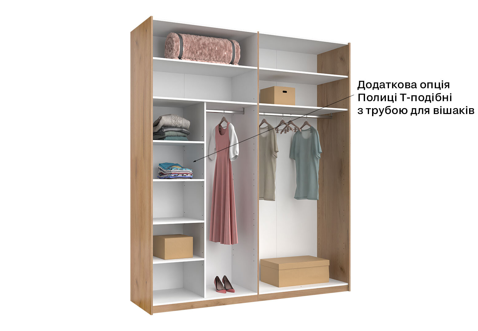 Фото 8 - Шафа-купе MiroMark Луна 2-дверна із дзеркалом 200х240 см фасад Лава, серія Н