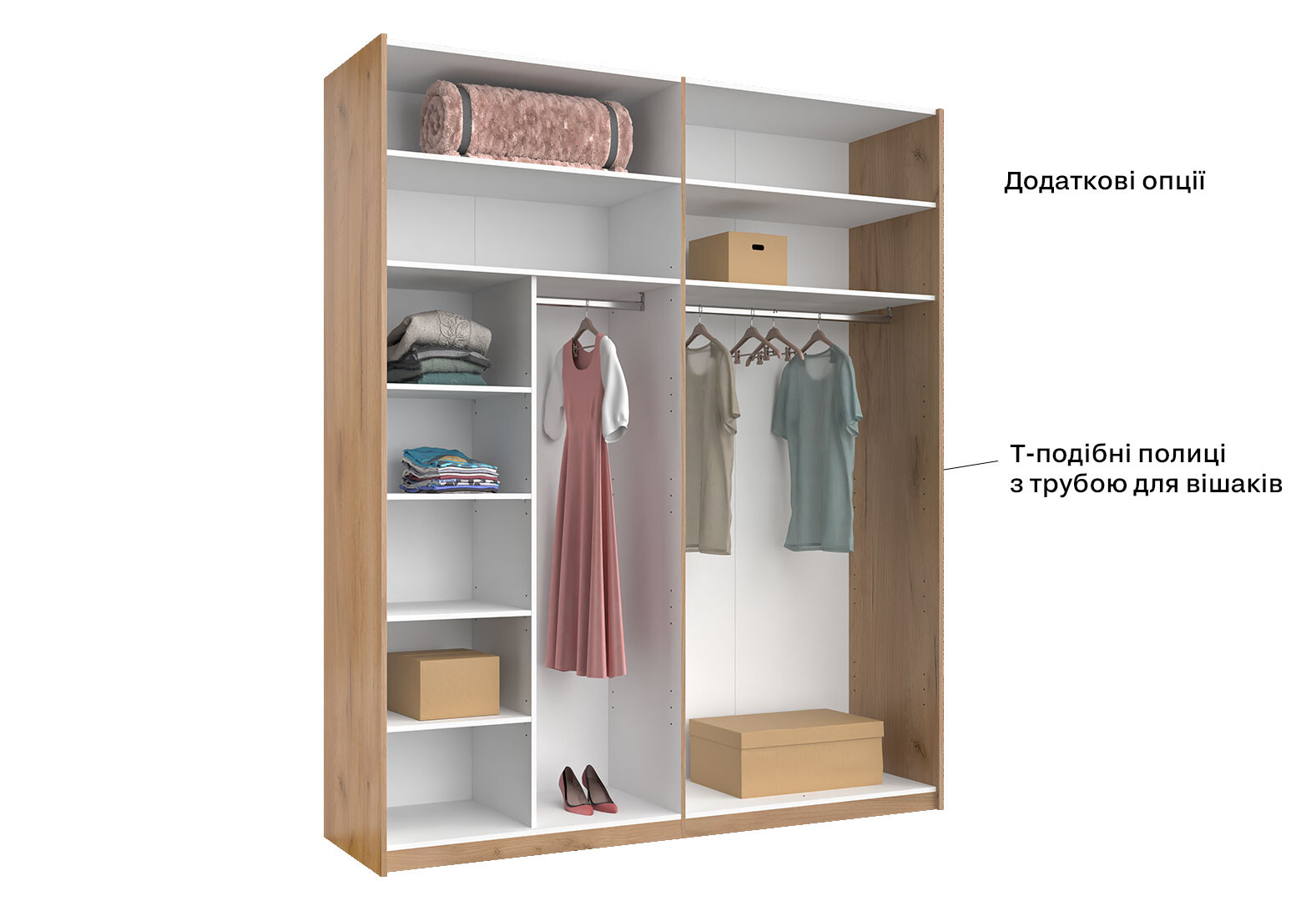 Фото 9 - Шафа-купе MiroMark Луна 2-дверна із дзеркалом 200х240 см фасад Лава, серія Н