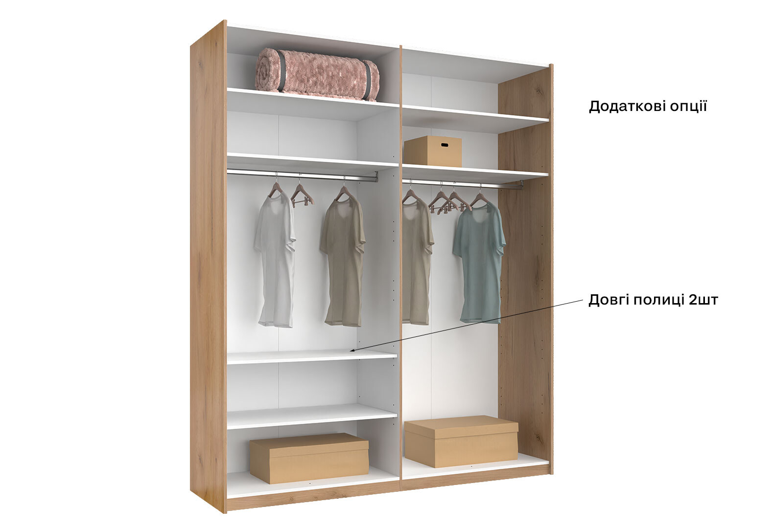 Фото 11 - Шафа-купе MiroMark Луна 2-дверна із дзеркалом 200х240 см фасад Лава, серія Н