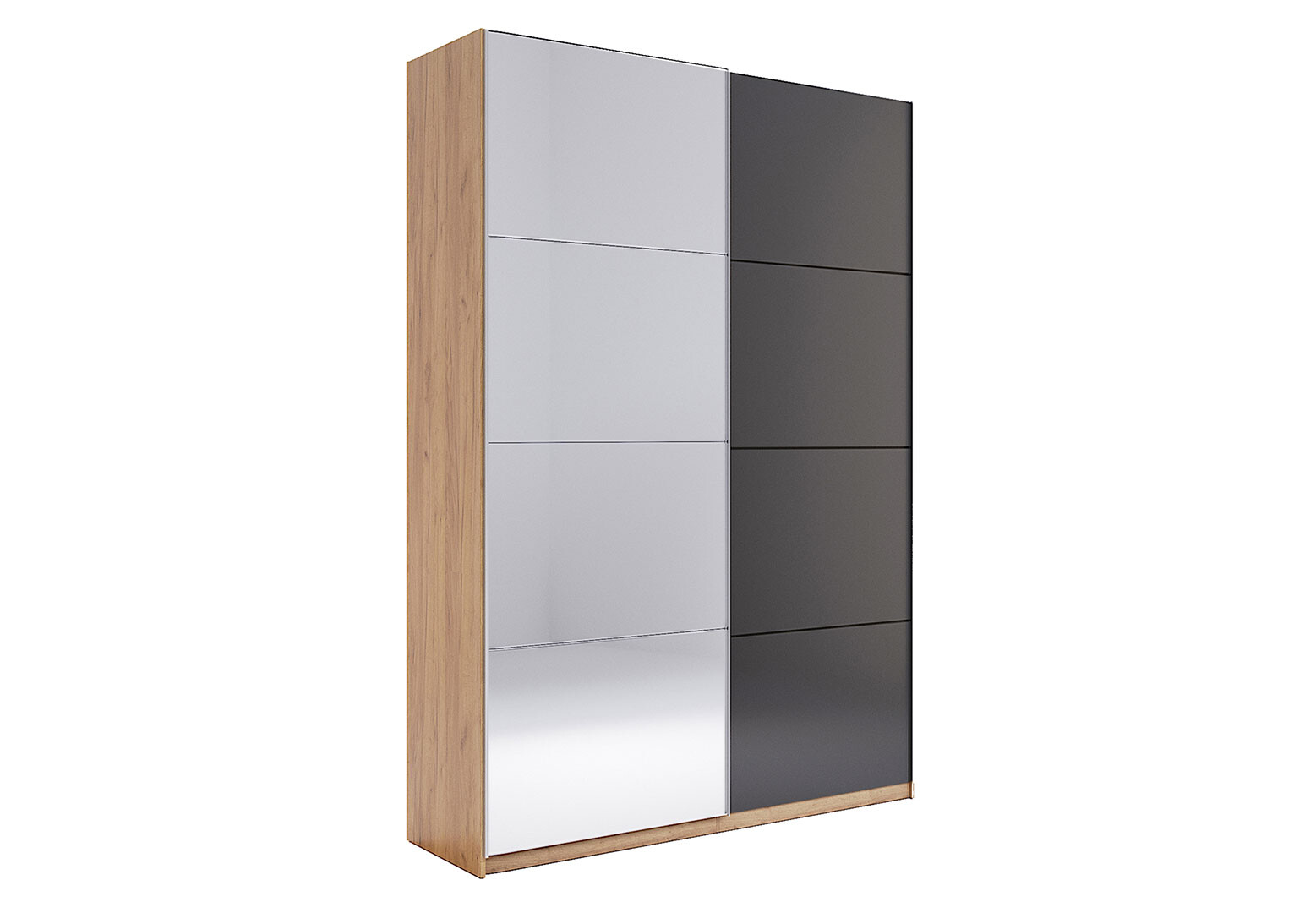 Фото 1 - Шафа-купе MiroMark Луна 2-дверна із дзеркалом 150х240 см Дуб Крафт/Мат Лава, серія Н