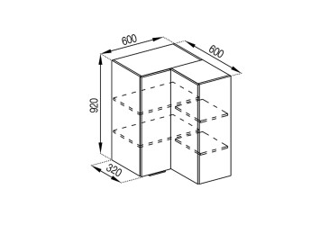 Фото В 60x60 кут прямий (h-920) Аліса Лак Світ Меблів