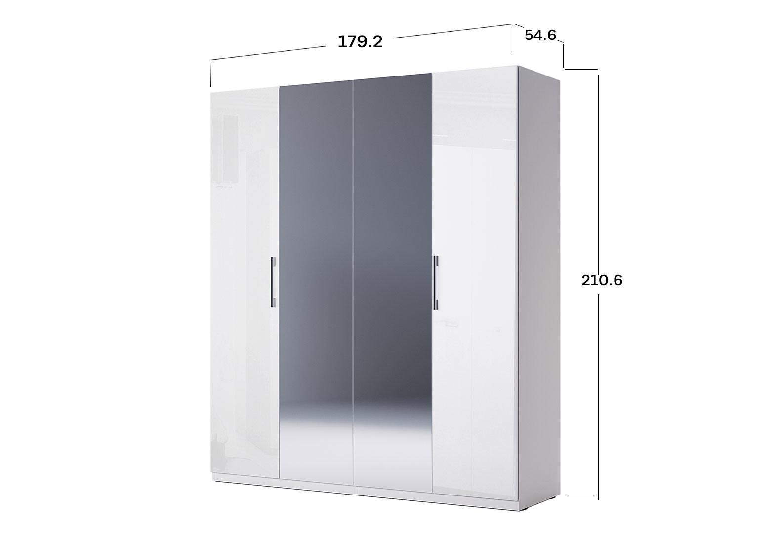 Фото 6 - Шафа MiroMark Фемілі 4-дверна з дзеркалами 179 см Біла, серія Н