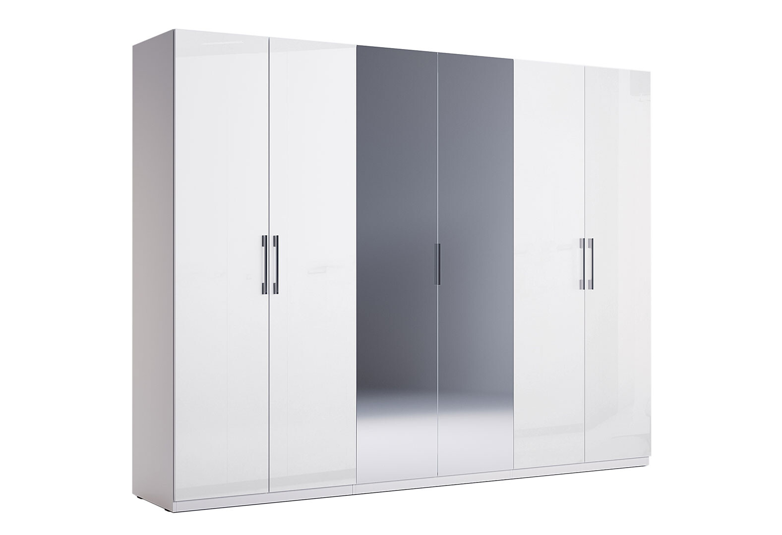 Фото 4 - Шафа MiroMark Фемілі 6-дверна з дзеркалом 268 см Біла, серія Н