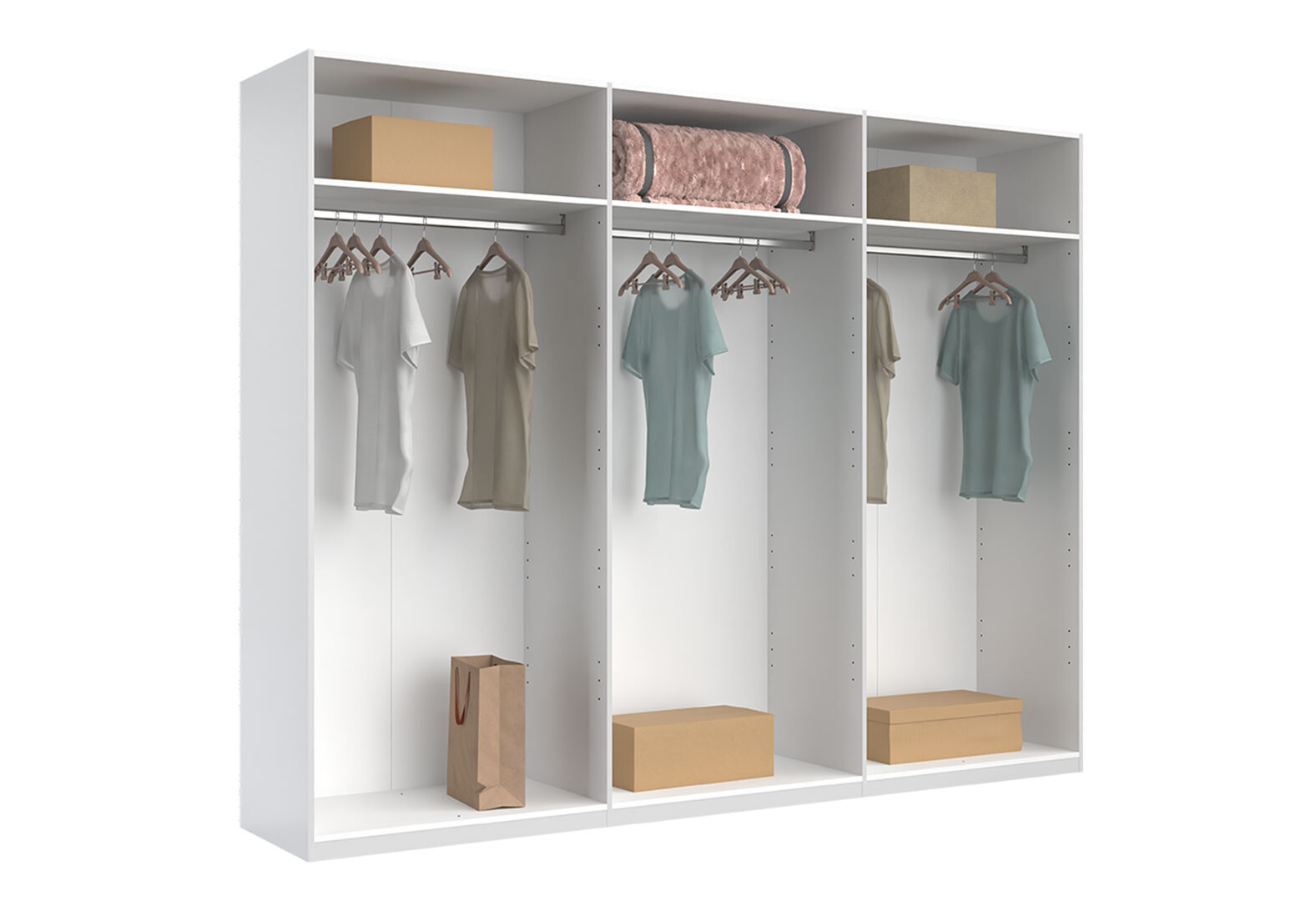 Фото 3 - Шафа MiroMark Фемілі 6-дверна з дзеркалом 268 см Біла, серія Н