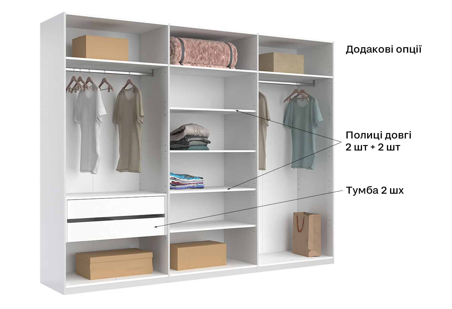 Фото 7 - Шафа MiroMark Фемілі 6-дверна з дзеркалом 268 см Біла, серія Н