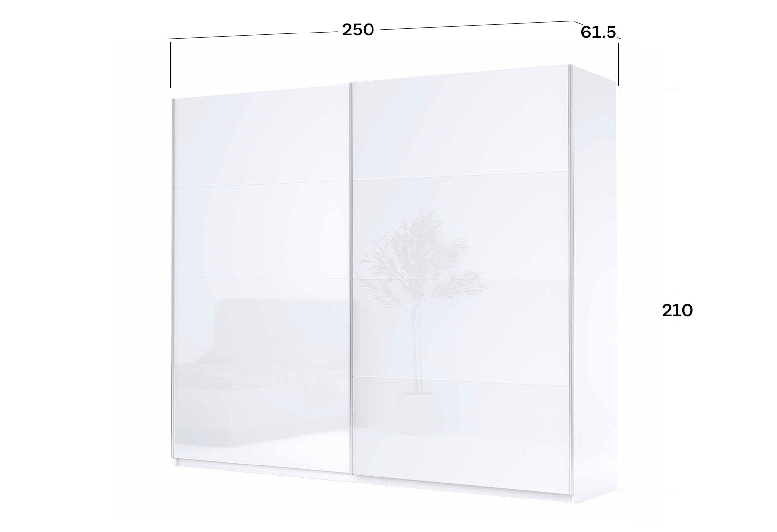 Фото 5 - Шафа-купе MiroMark Фемілі 2-дверна 250х210 см Біла, серія Н