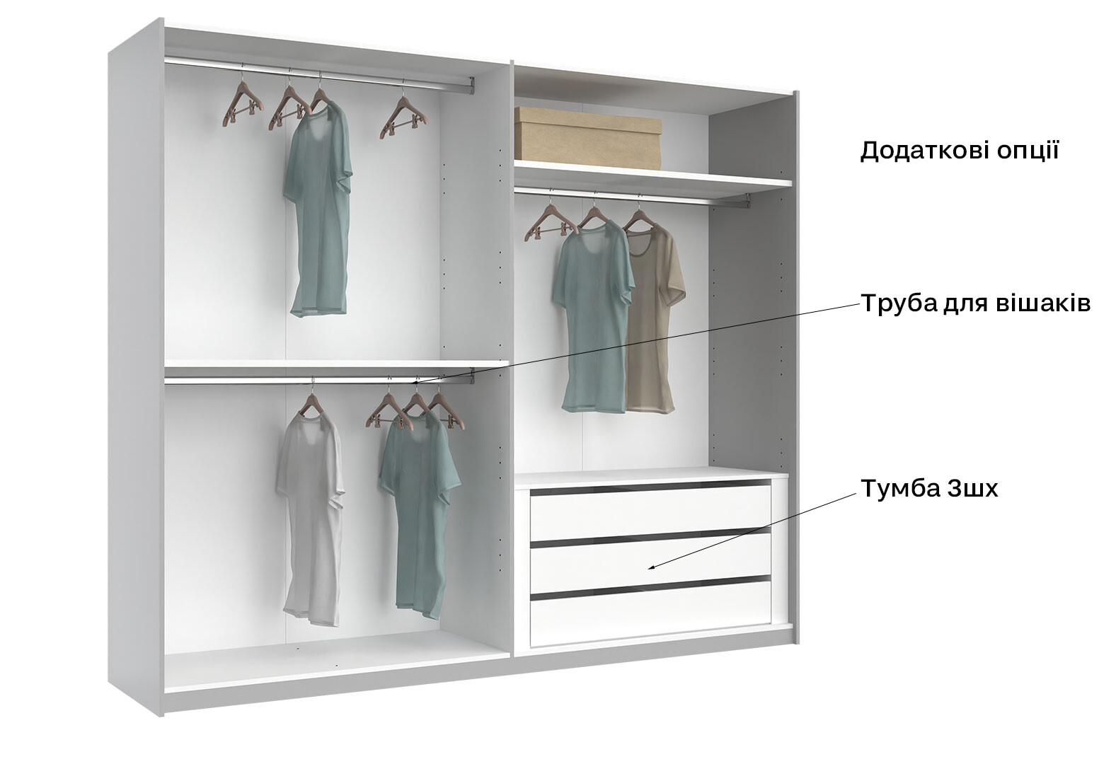 Фото 11 - Шкаф-купе МироМарк Фемили 2-дверный с зеркалом 250х210 см Белый, серия Н