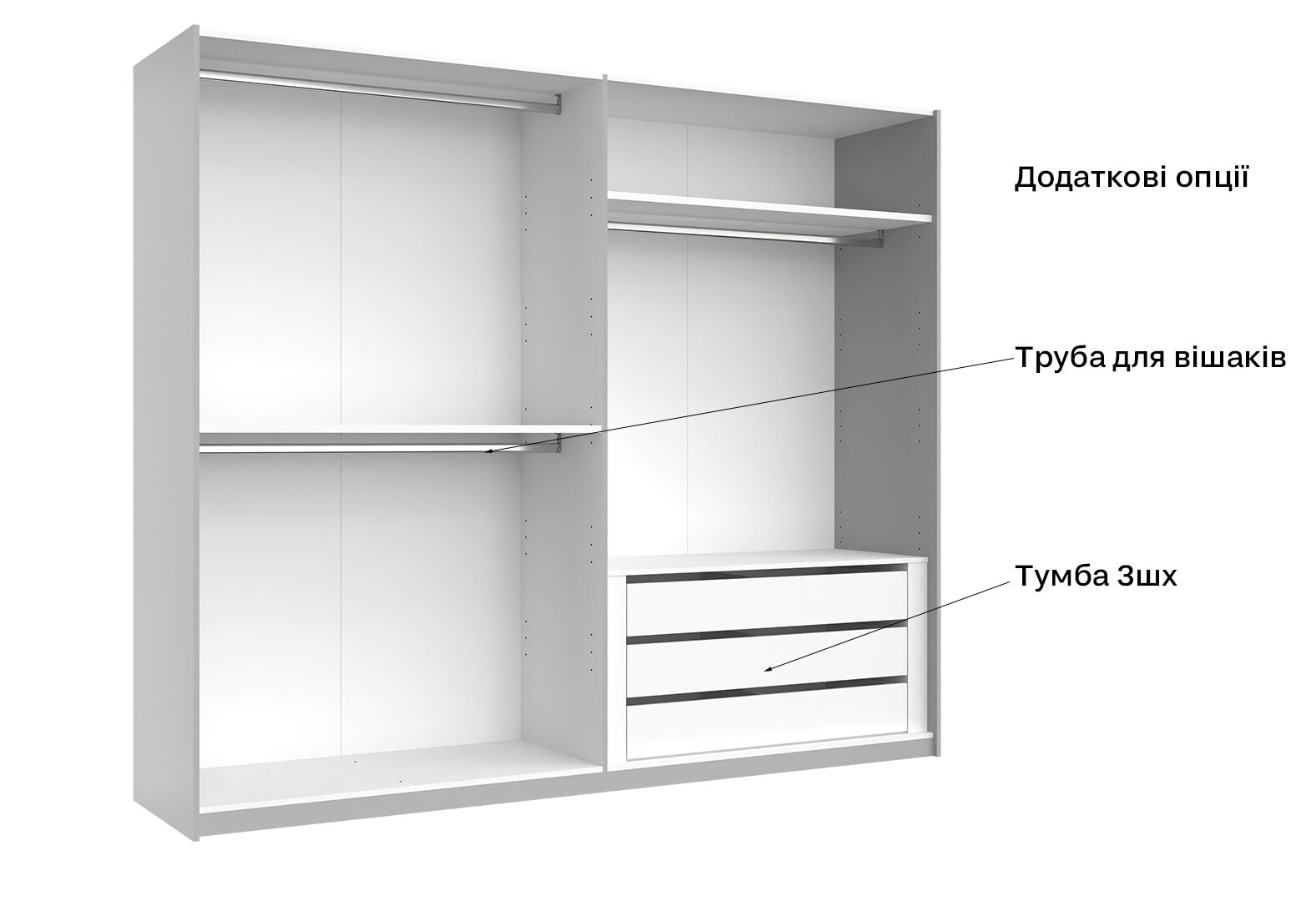 Фото 12 - Шкаф-купе МироМарк Фемили 2-дверный с зеркалом 250х210 см Белый, серия Н