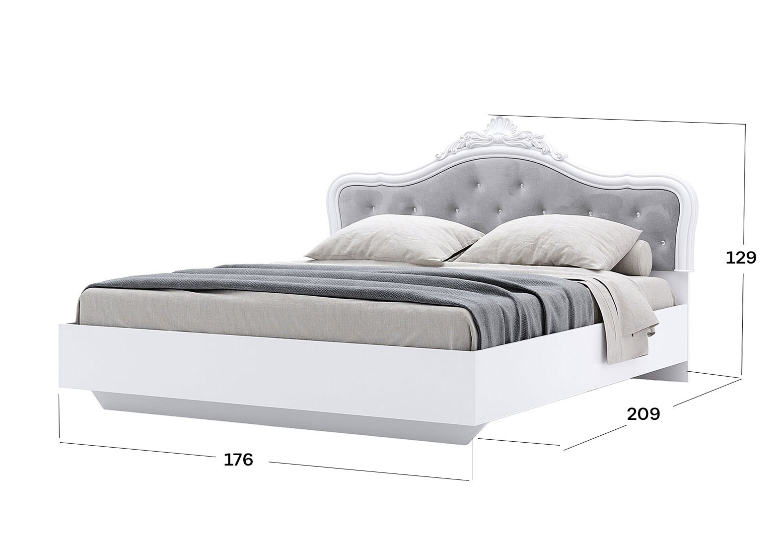 Фото 2 - Кровать MiroMark Луиза с короной (без вклада) 160х200 см, белая