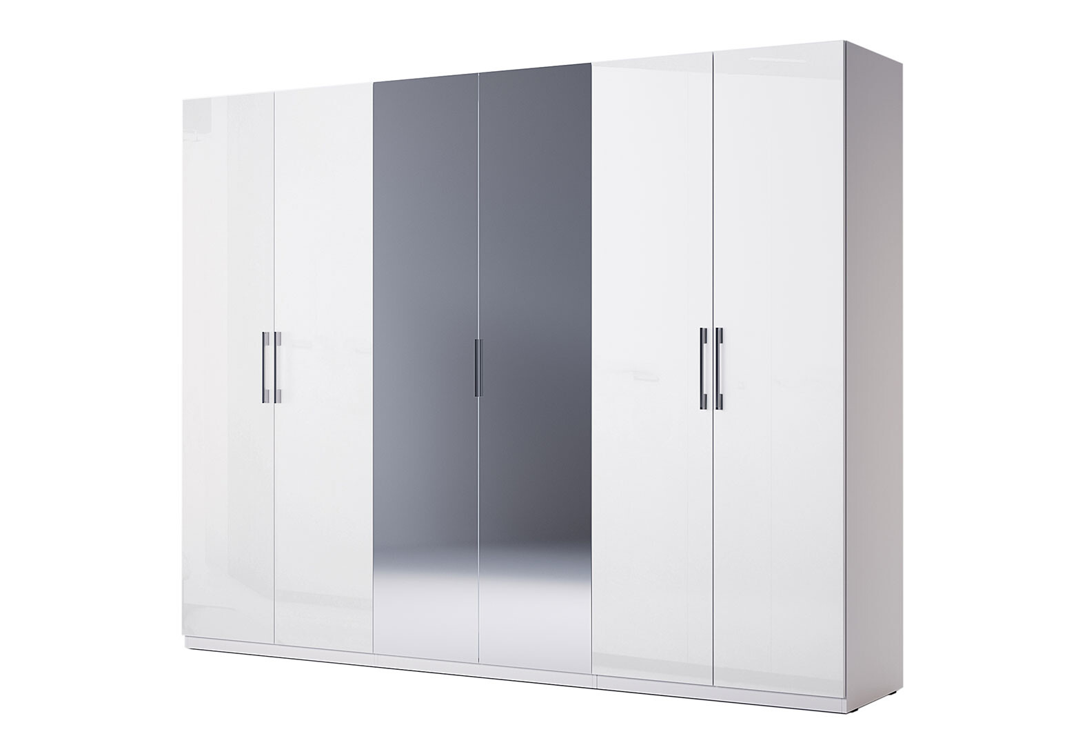 Фото 1 - Шафа MiroMark Фемілі 6-дверна з дзеркалом 268 см Біла, серія Н