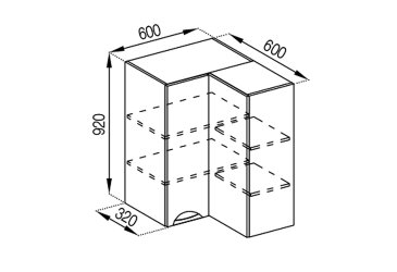 Image В 60x60 угол прямой (h-920) Адель Люкс Svit Mebliv