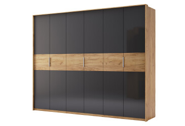 Фото Шкаф МироМарк Рамона 6-дверный 274 см Дуб крафт/Лава, серия Н