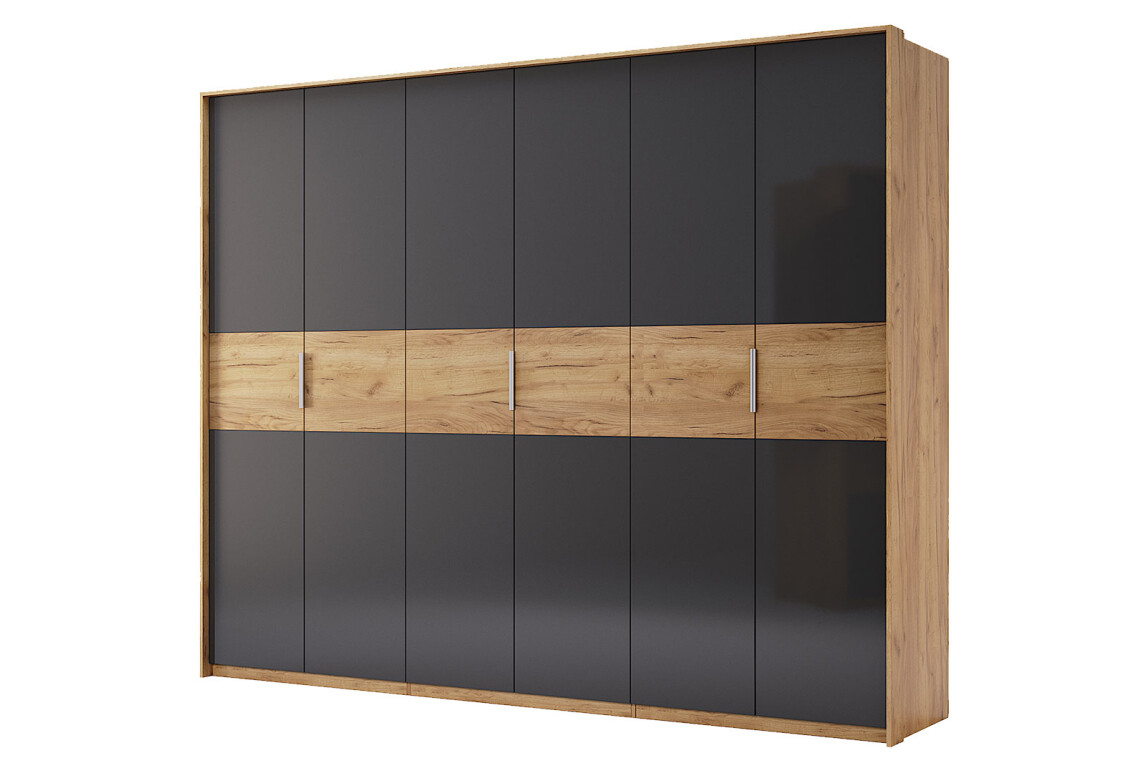 Фото Шкаф МироМарк Рамона 6-дверный 274 см Дуб крафт/Лава, серия Н