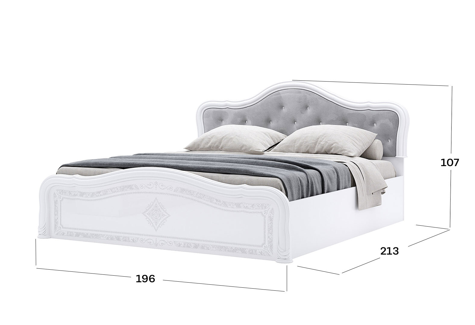 Фото 3 - Ліжко MiroMark Луїза Люкс 180х200 см підйомне, біле