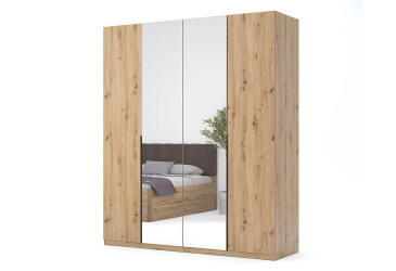 Фото Шкаф МироМарк Тедди 4-дверный с зеркалом 179 см дуб артизан, серия Н