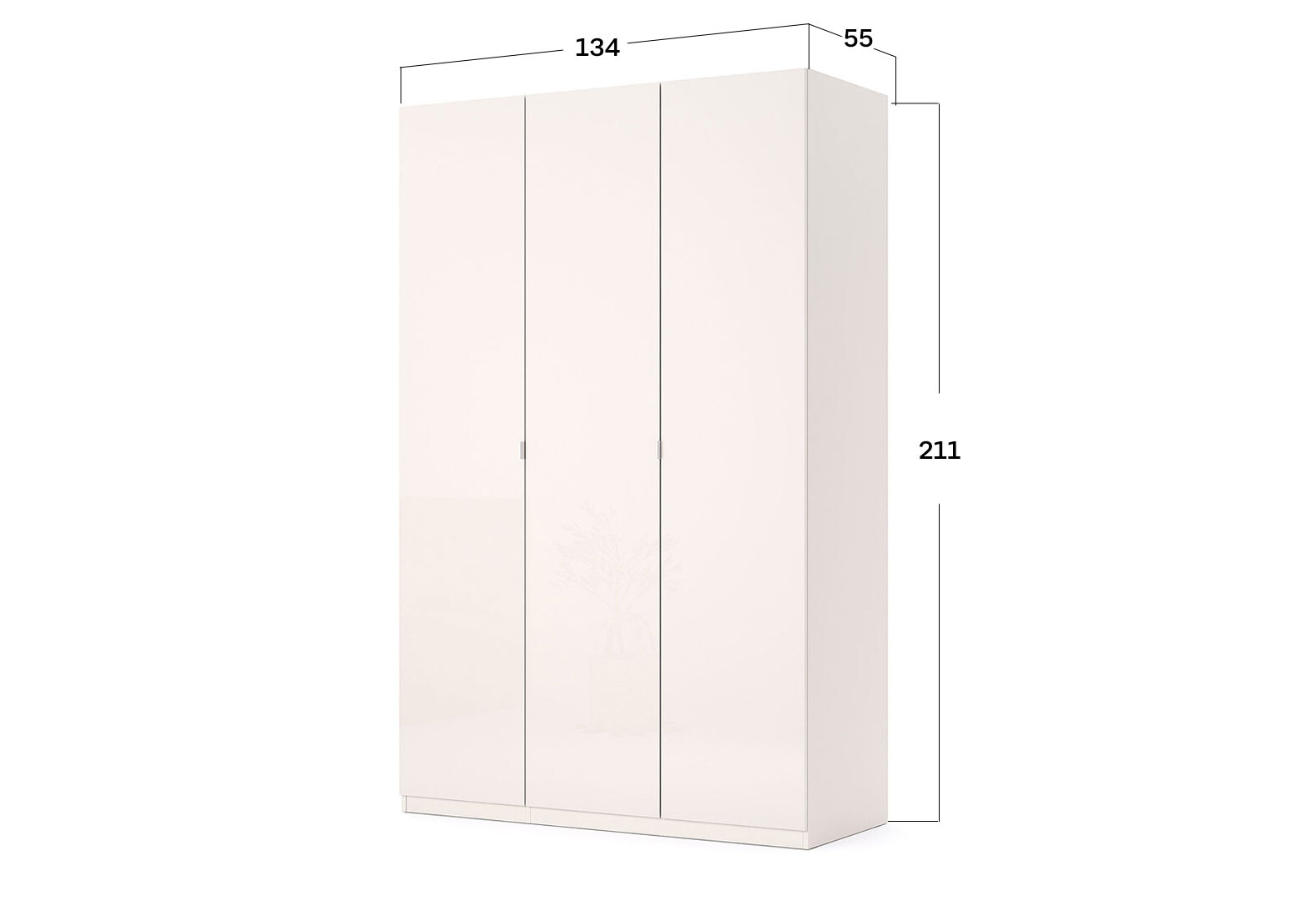Фото 3 - Шкаф МироМарк Лили / Lily 3-дверный 134 см, глянец кашемир, серия Н