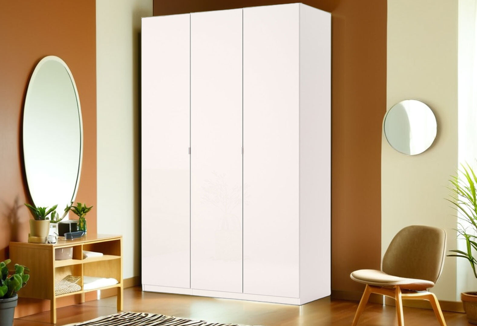 Фото 2 - Шкаф МироМарк Лили / Lily 3-дверный 134 см, глянец кашемир, серия Н