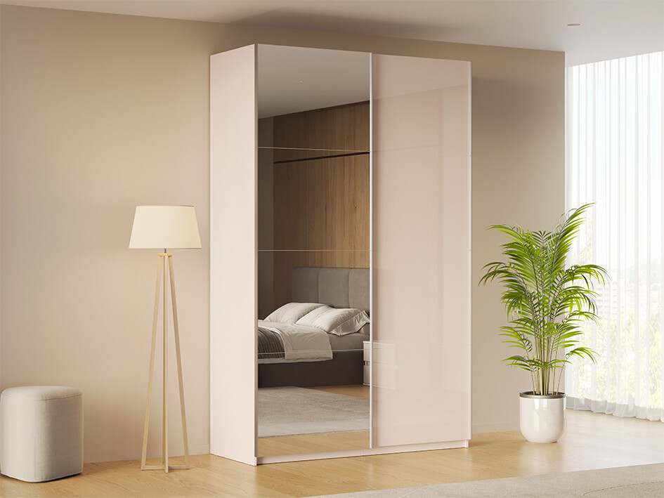 Фото 2 - Шкаф-купе MiroMark Лили / Lily с зеркалом 2-дверный 150х240 см, глянец кашемир, серия Н