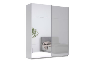 Фото Шкаф-купе МироМарк Меги / Megy 2-дверный 200х240 см глянец серый шиншилла / зеркало