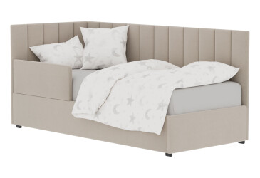 Фото Ліжко-подіум Vika Перлина 90х200 підйомне з каркасним матрацом та бортиком, збірка ліва, бежеве (Zenit 26)