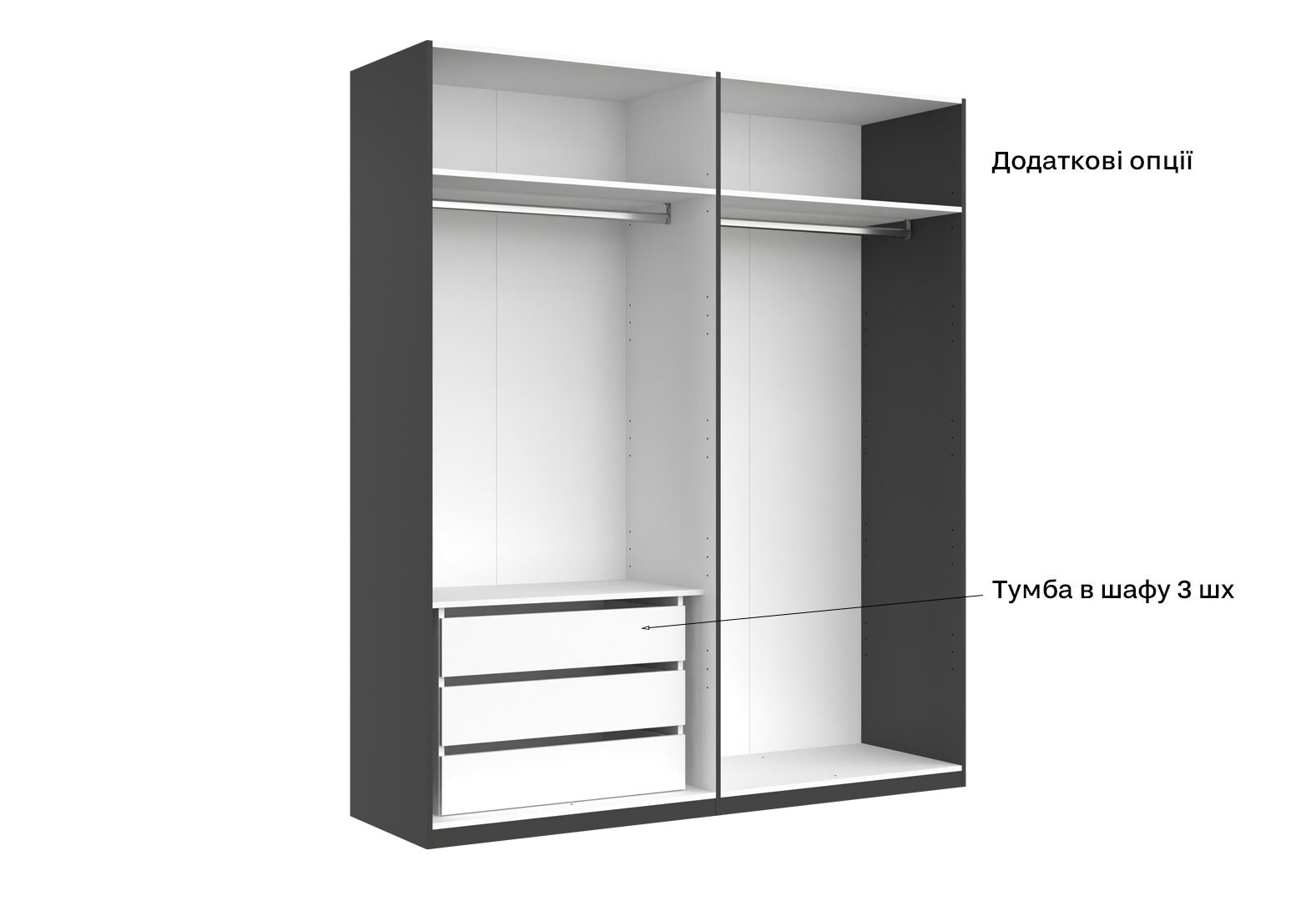 Фото 12 - Шкаф МироМарк Doni / Дони 4-хдверный 179 см, графит серия Н