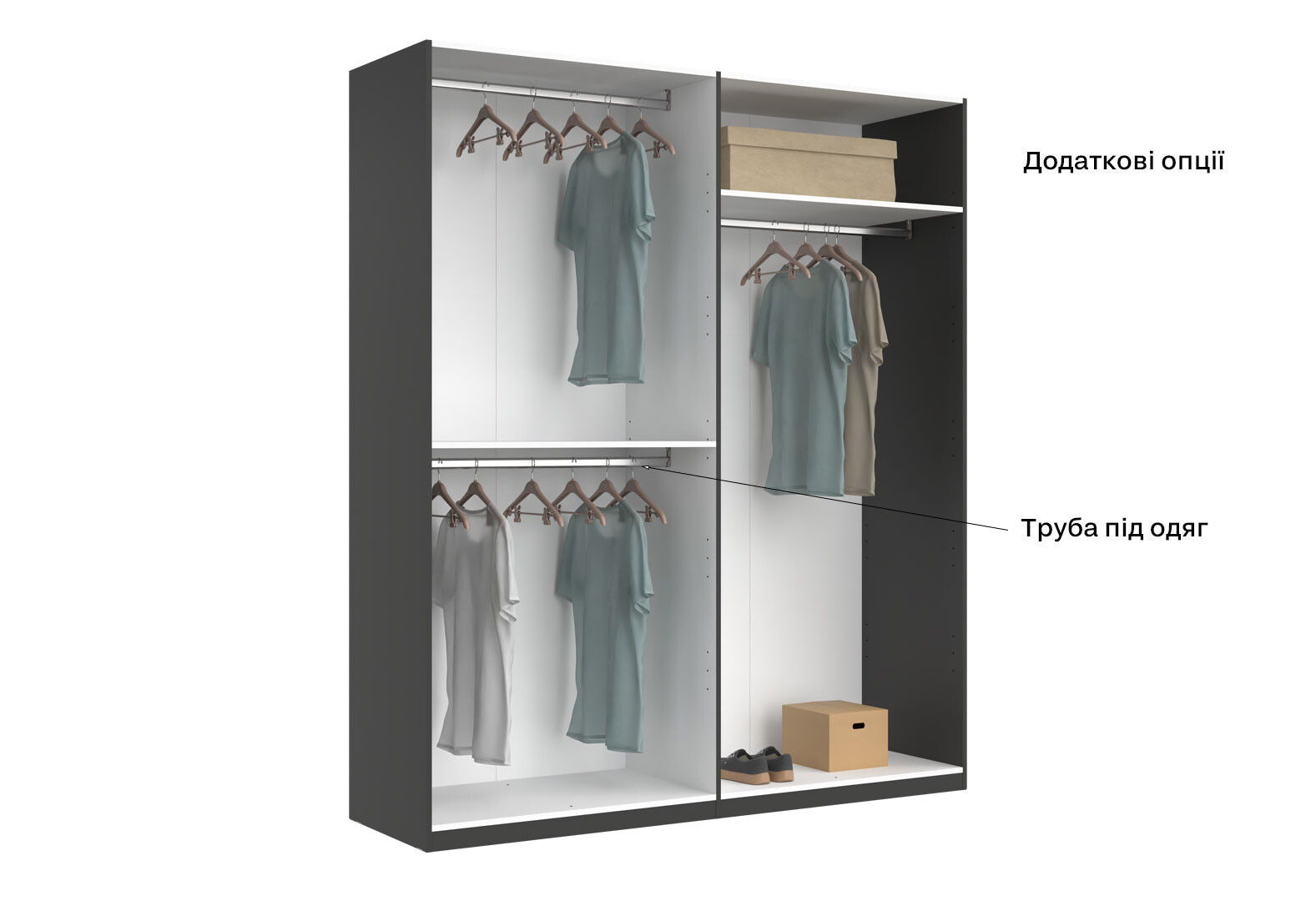 Фото 15 - Шкаф МироМарк Doni / Дони 4-хдверный 179 см, графит серия Н