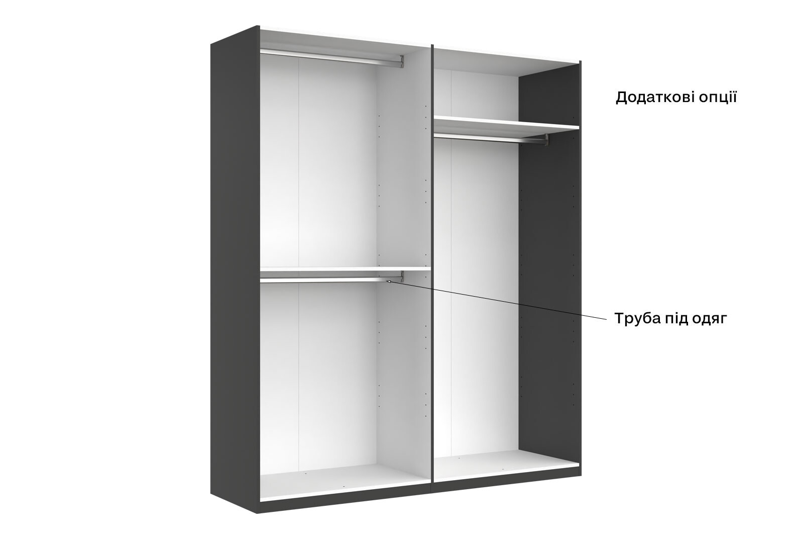 Фото 14 - Шкаф МироМарк Doni / Дони 4-хдверный 179 см, графит серия Н