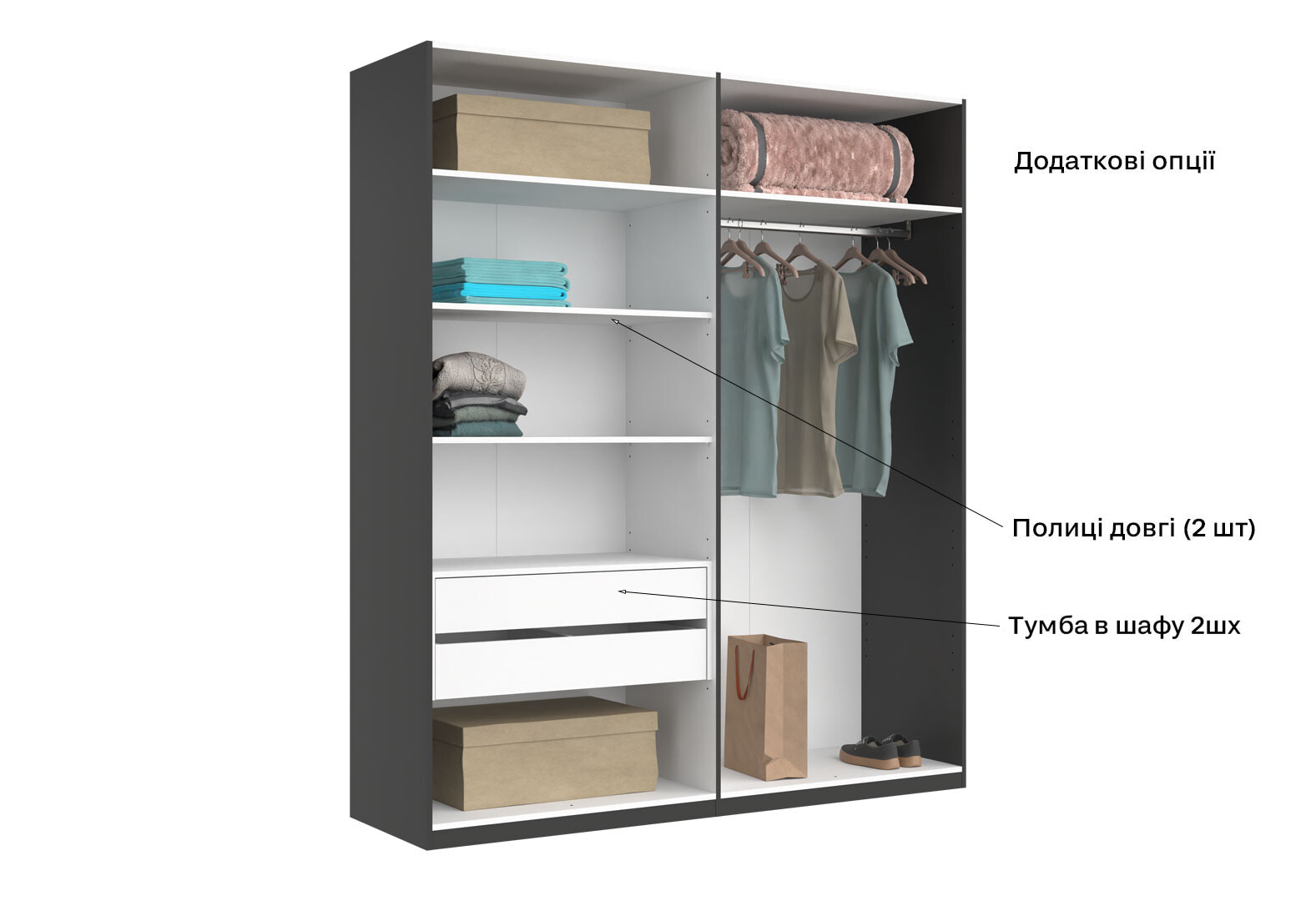 Фото 16 - Шкаф МироМарк Doni / Дони 4-хдверный 179 см, графит серия Н