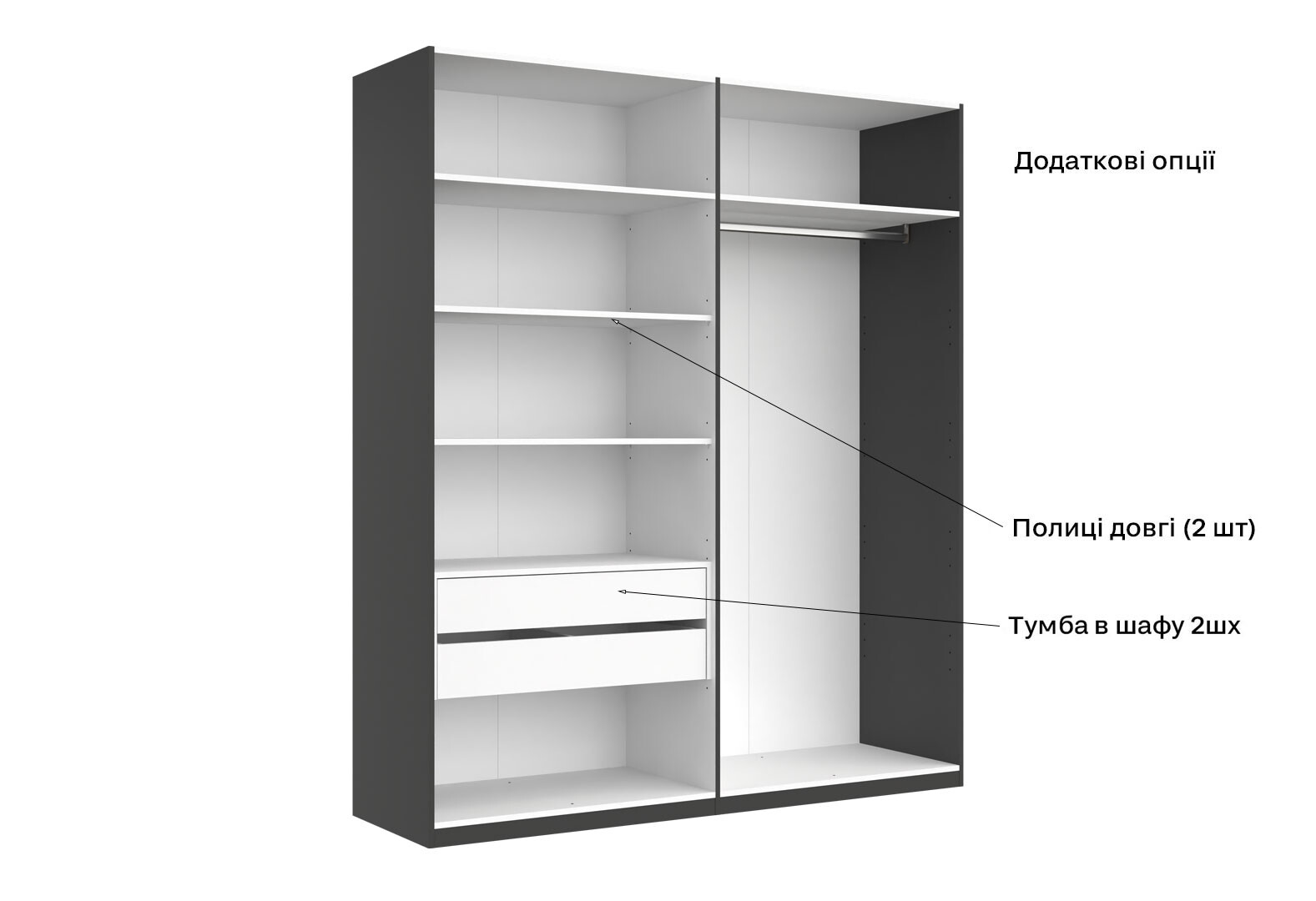 Фото 17 - Шкаф МироМарк Doni / Дони 4-хдверный 179 см, графит серия Н
