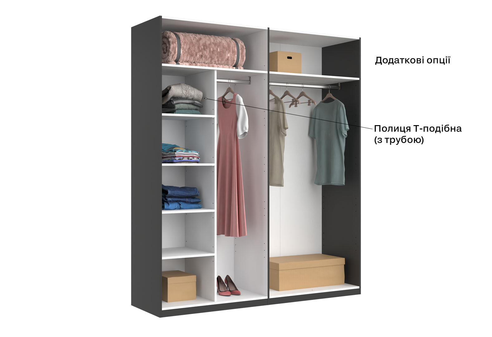 Фото 19 - Шкаф МироМарк Doni / Дони 4-хдверный 179 см, графит серия Н