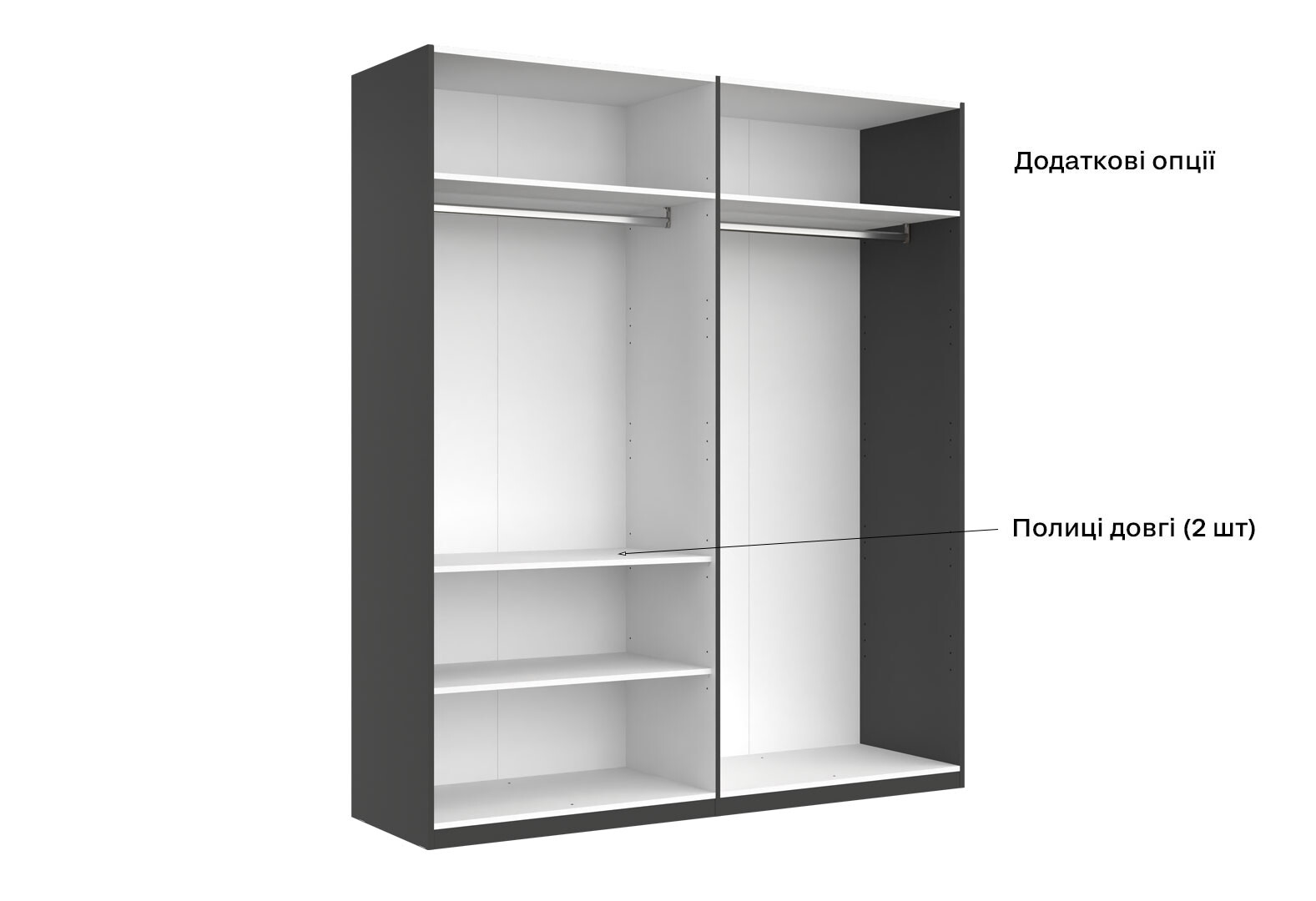 Фото 8 - Шкаф МироМарк Doni / Дони 4-хдверный 179 см, графит серия Н