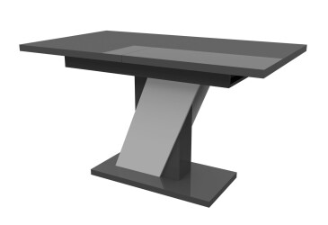 Фото Стол Неман Трион раздвижной 140/180х80, серый / белый глянец