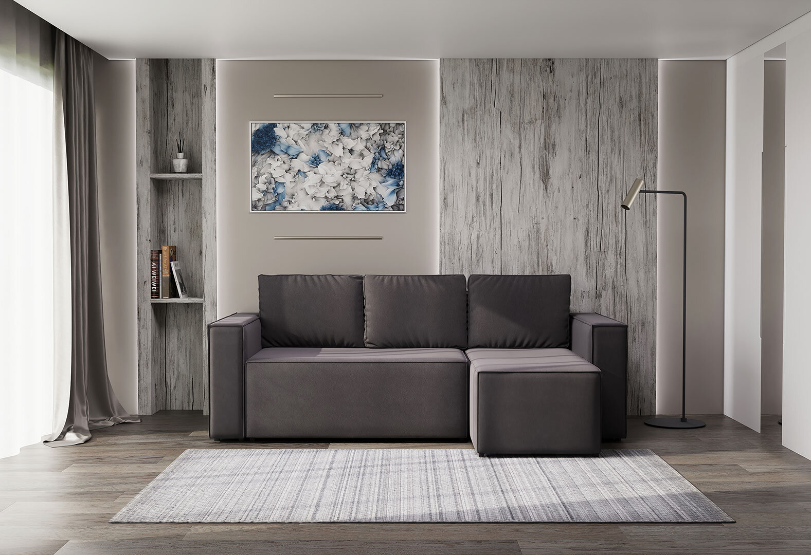 Фото 2 - М'який куточок Kredens furniture Фрейм 252х169 см, тканина сіра
