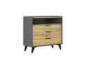 Зображення 4 - Комод Світ Меблів Каміла з 3 шухлядами та полицею 90 см, дуб артизан, графіт / графіт