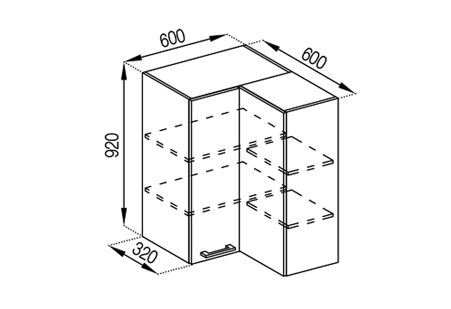 Фото 1 - В 60x60 угол прямой (h-920) Марта Svit Mebliv