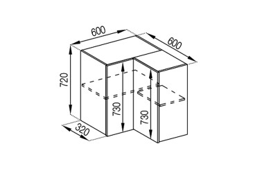 Фото В 60x60 угол прямой (фасад ДСП) Доминика Svit Mebliv