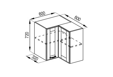 Фото В 60x60 угол прямой (фасад МДФ) Доминика Svit Mebliv
