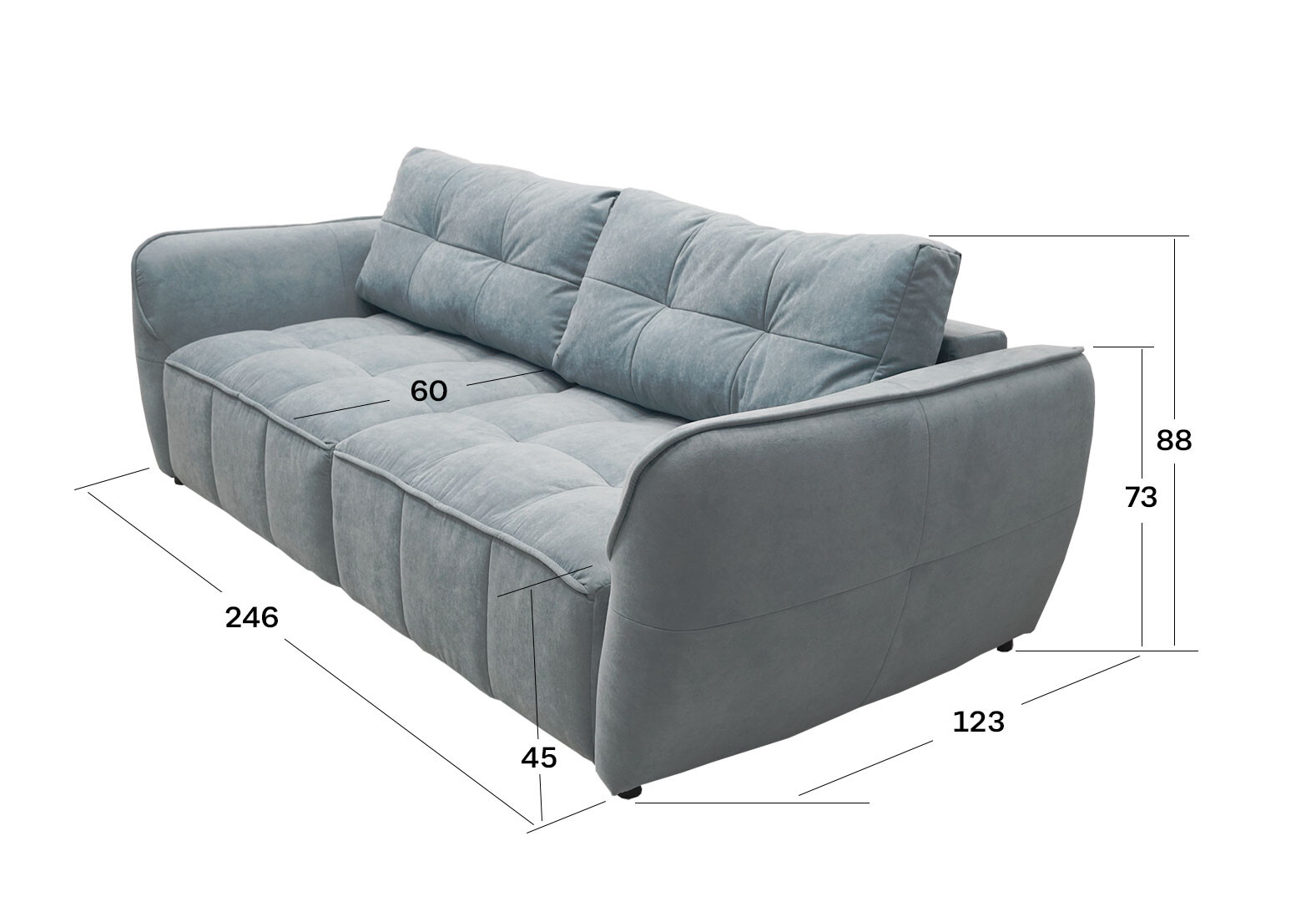 Фото 7 - Диван UMa ALB / Альб 246х123 см раскладной серо-голубой (Polo 09)