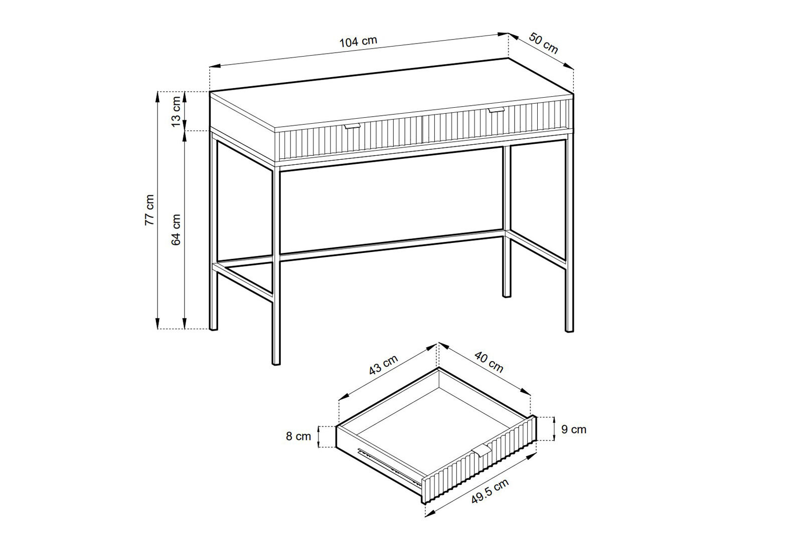 Фото 5 - Стол туалетный Perfect Home Нова / Nova с 2 ящиками 104 см, белый, золотые ножки